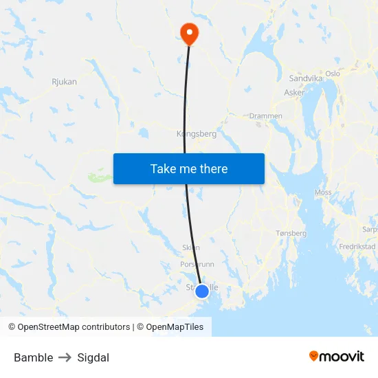 Bamble to Sigdal map