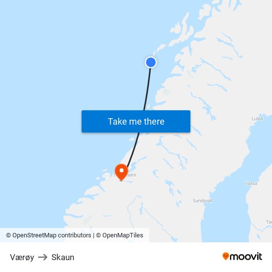 Værøy to Skaun map