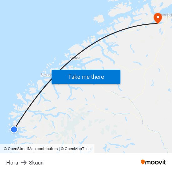 Flora to Skaun map