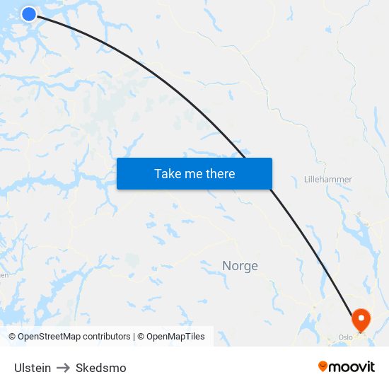 Ulstein to Skedsmo map