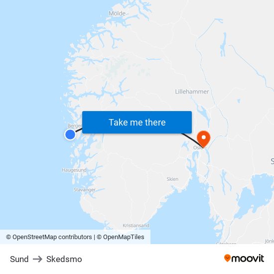 Sund to Skedsmo map