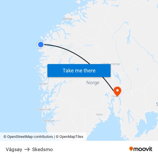 Vågsøy to Skedsmo map