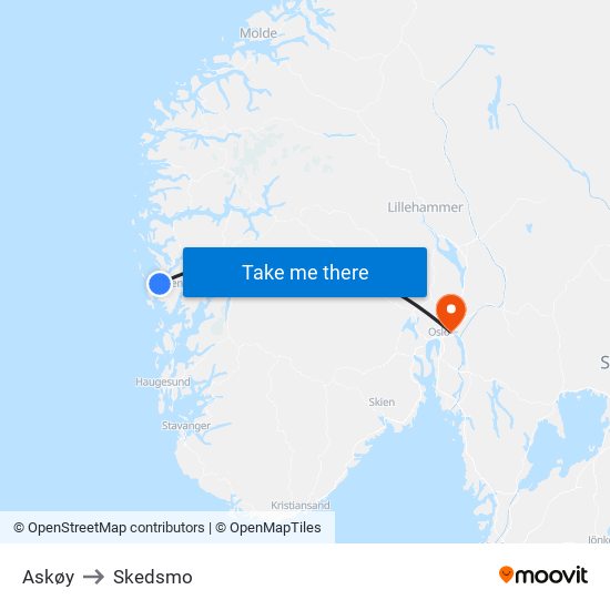 Askøy to Skedsmo map