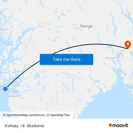 Kvitsøy to Skedsmo map