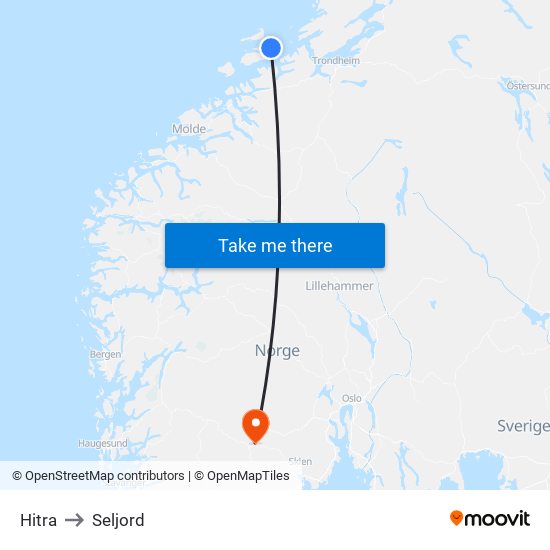 Hitra to Seljord map