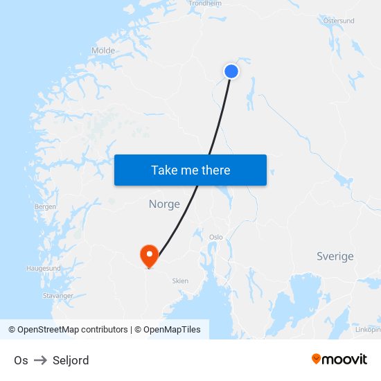 Os to Seljord map