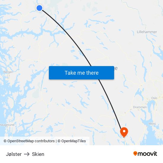 Jølster to Skien map