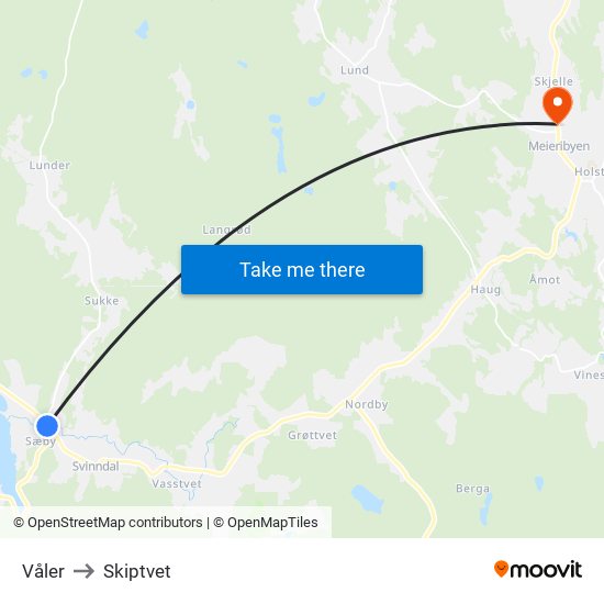 Våler to Skiptvet map