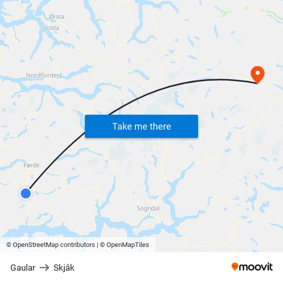 Gaular to Skjåk map