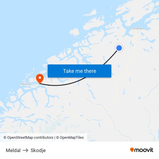 Meldal to Skodje map