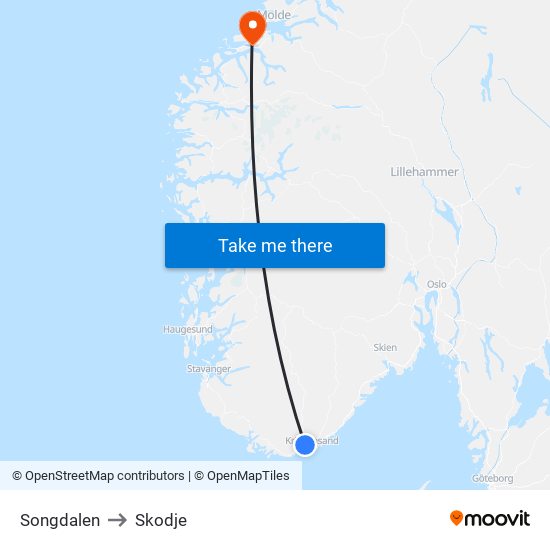 Songdalen to Skodje map