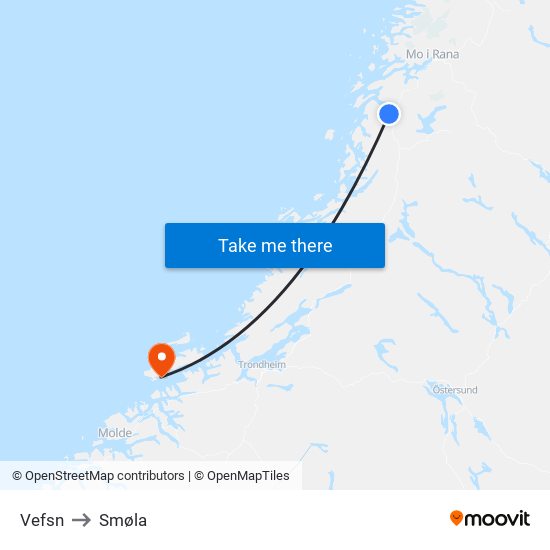 Vefsn to Smøla map