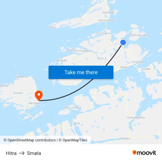Hitra to Smøla map