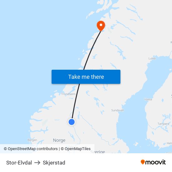 Stor-Elvdal to Skjerstad map