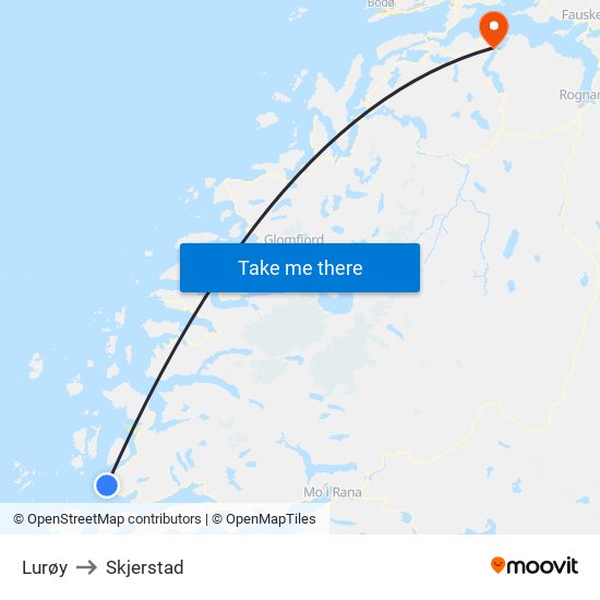 Lurøy to Skjerstad map