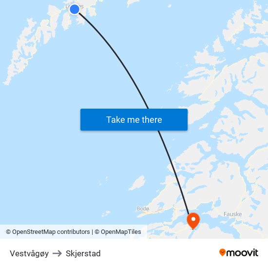 Vestvågøy to Skjerstad map