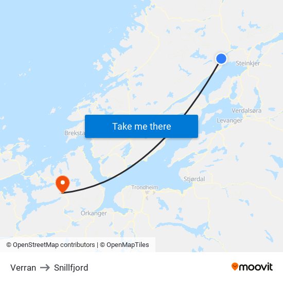 Verran to Snillfjord map