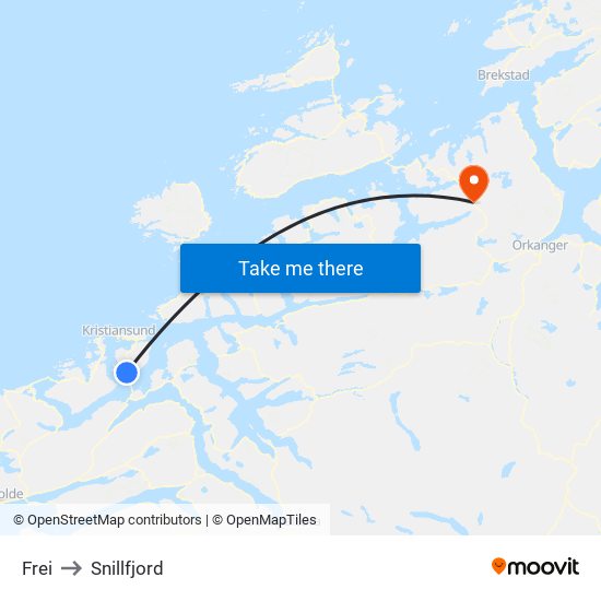 Frei to Snillfjord map