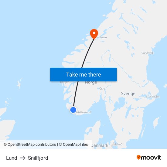 Lund to Snillfjord map