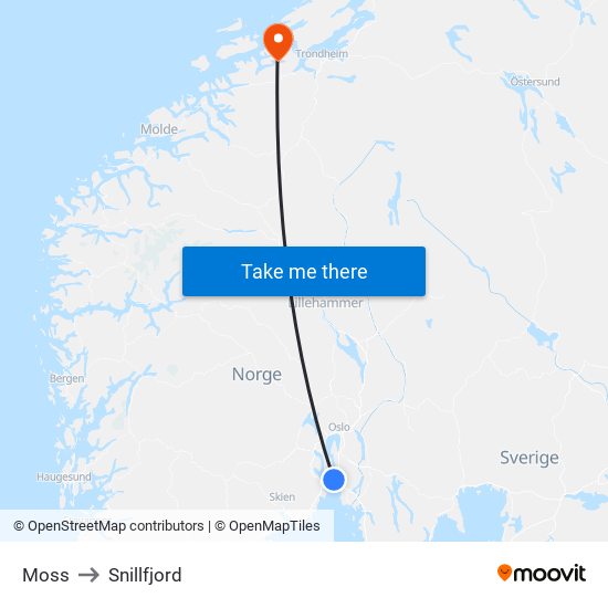 Moss to Snillfjord map