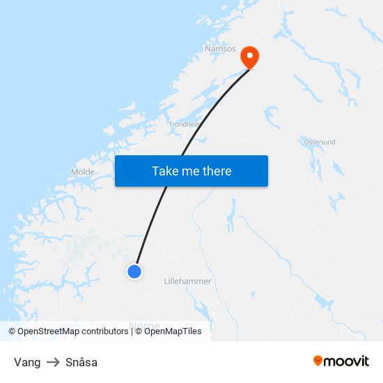 Vang to Snåsa map