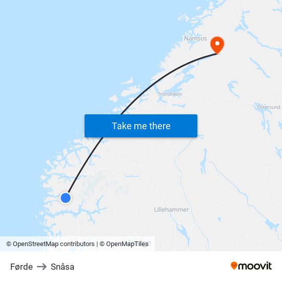 Førde to Snåsa map