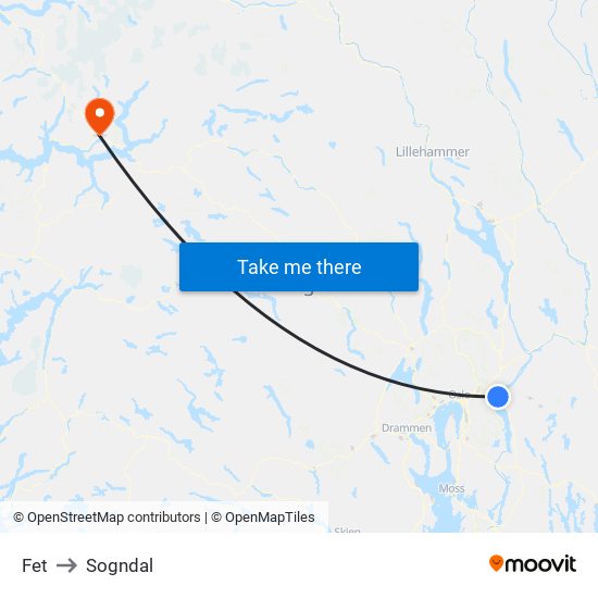 Fet to Sogndal map