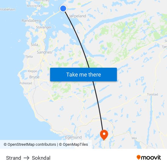 Strand to Sokndal map