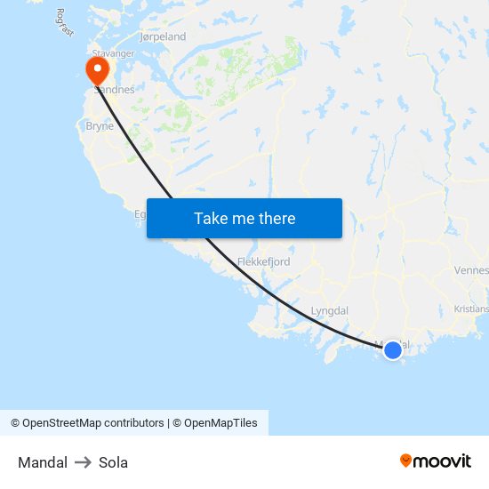 Mandal to Sola map