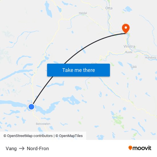 Vang to Nord-Fron map