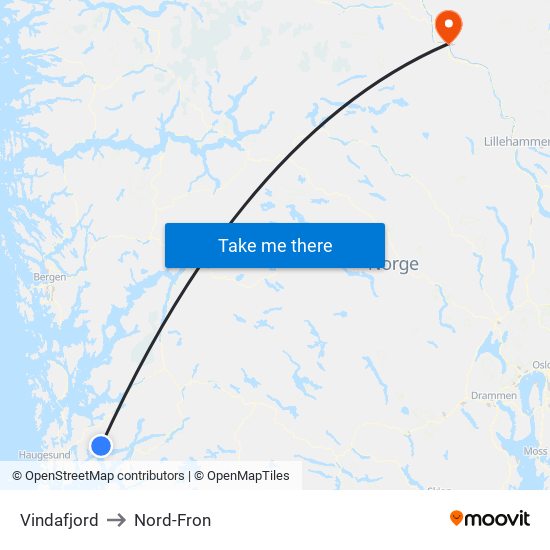 Vindafjord to Nord-Fron map