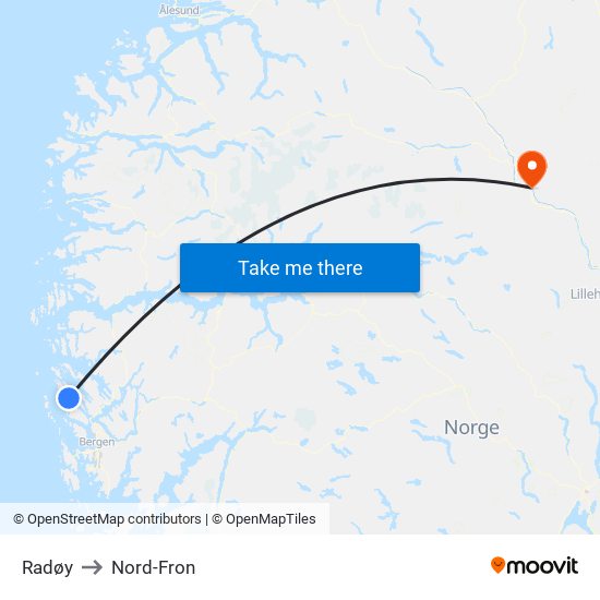 Radøy to Nord-Fron map