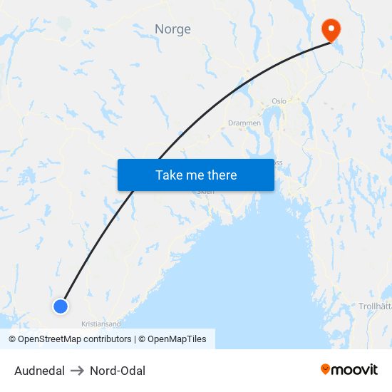 Audnedal to Nord-Odal map