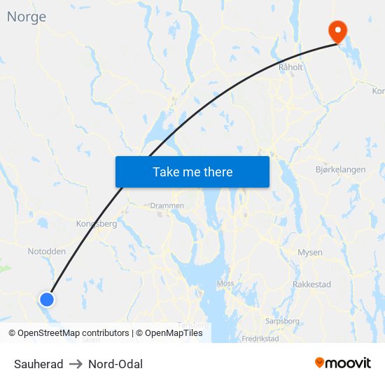 Sauherad to Nord-Odal map