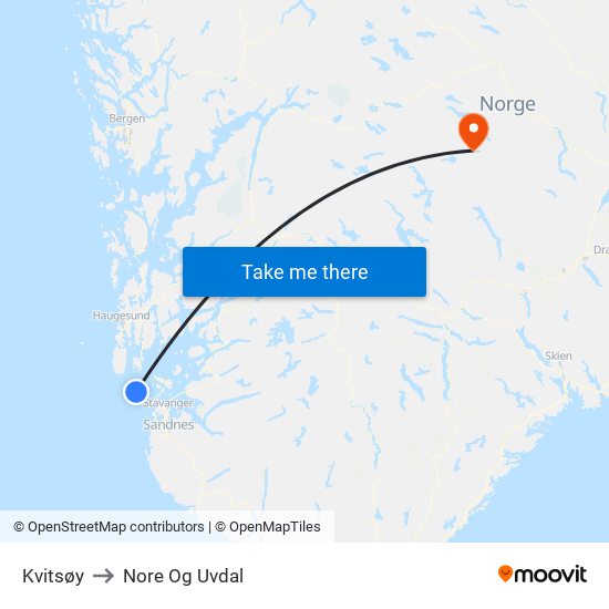 Kvitsøy to Nore Og Uvdal map