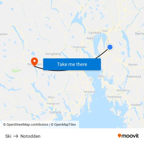 Ski to Notodden map