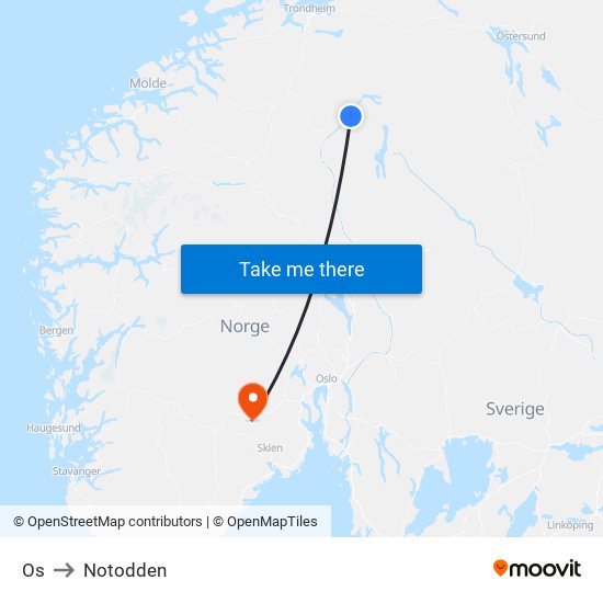 Os to Notodden map