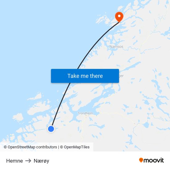 Hemne to Nærøy map