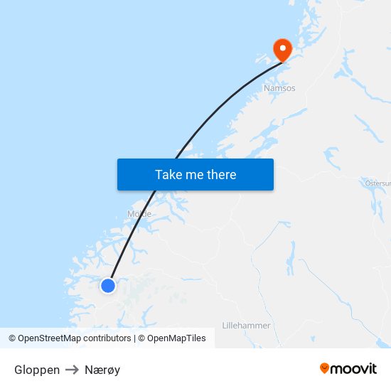 Gloppen to Nærøy map