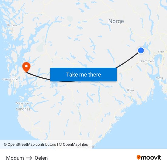 Modum to Oelen map