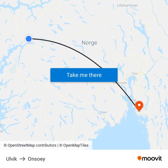 Ulvik to Onsoey map