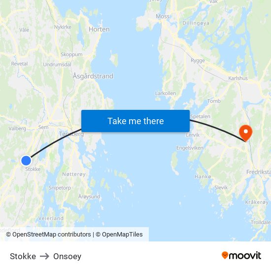 Stokke to Onsoey map