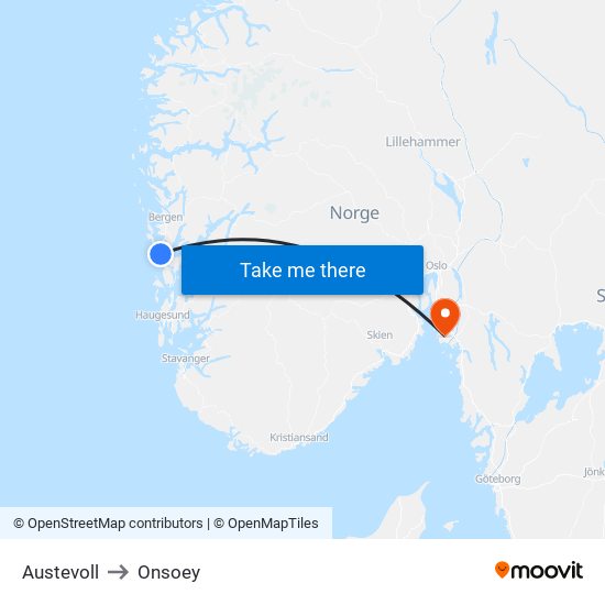 Austevoll to Onsoey map