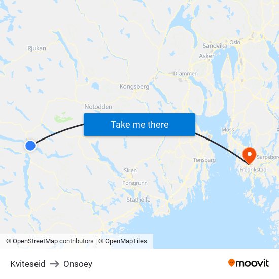 Kviteseid to Onsoey map