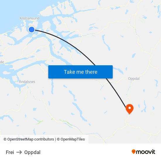 Frei to Oppdal map