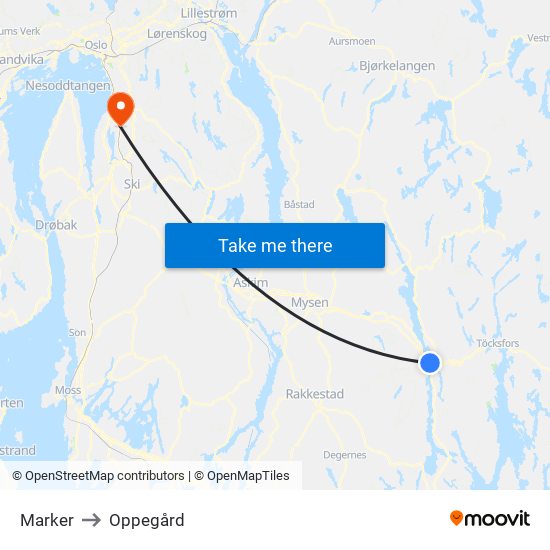 Marker to Oppegård map