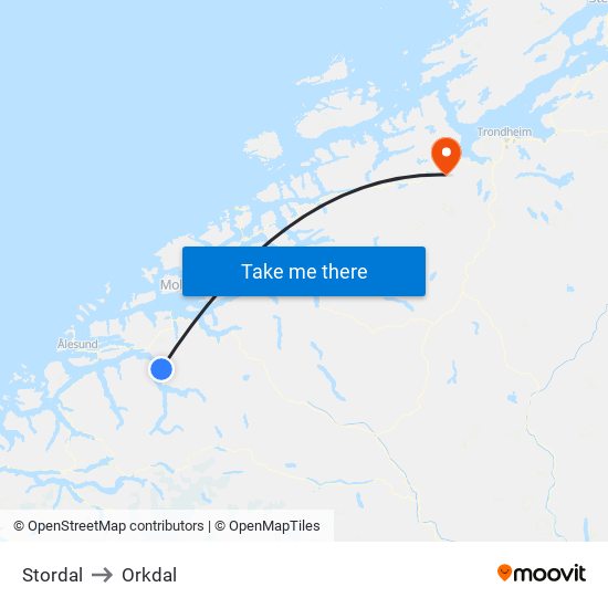 Stordal to Orkdal map