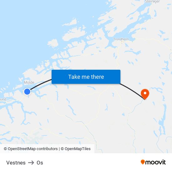 Vestnes to Os map