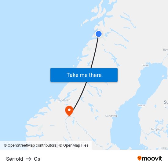 Sørfold to Os map