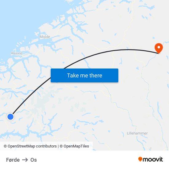 Førde to Os map